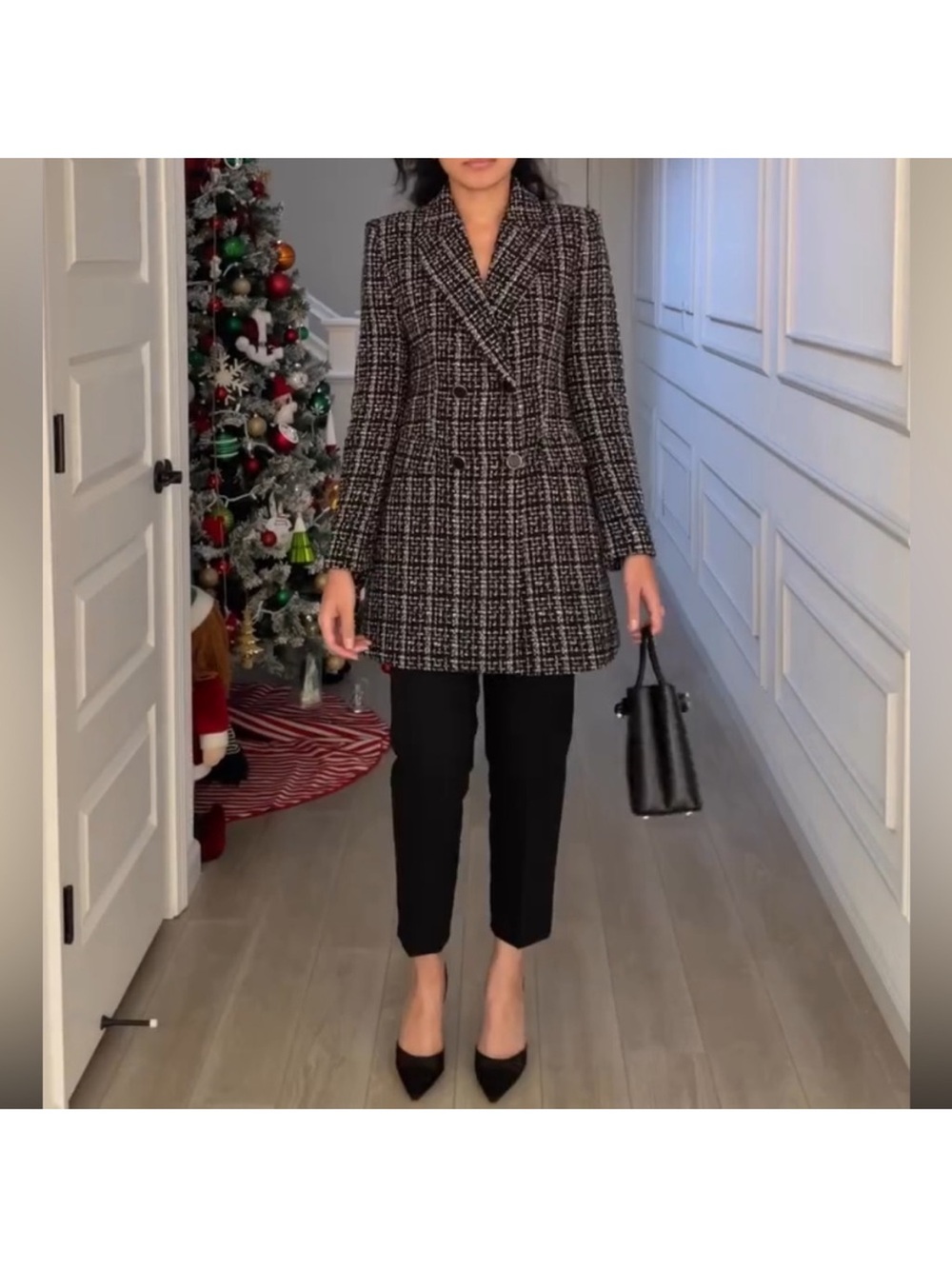 Zara long textured Double-Breasted blazer Coat